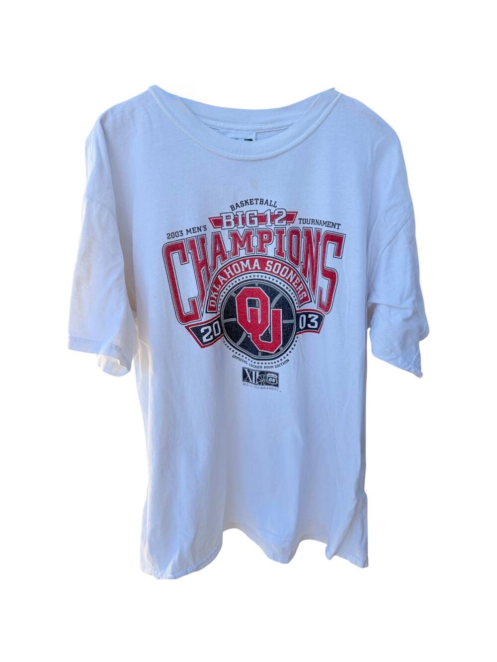 Oklahoma Sooners Big 12 Champions 2003 T Shirt Mens XL White NCAA Basketball Tee